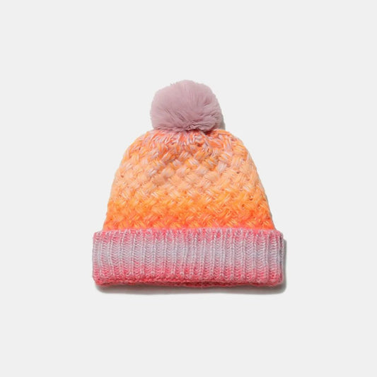 Gradient Knit Hat with Pompom - Onestop clothes shop