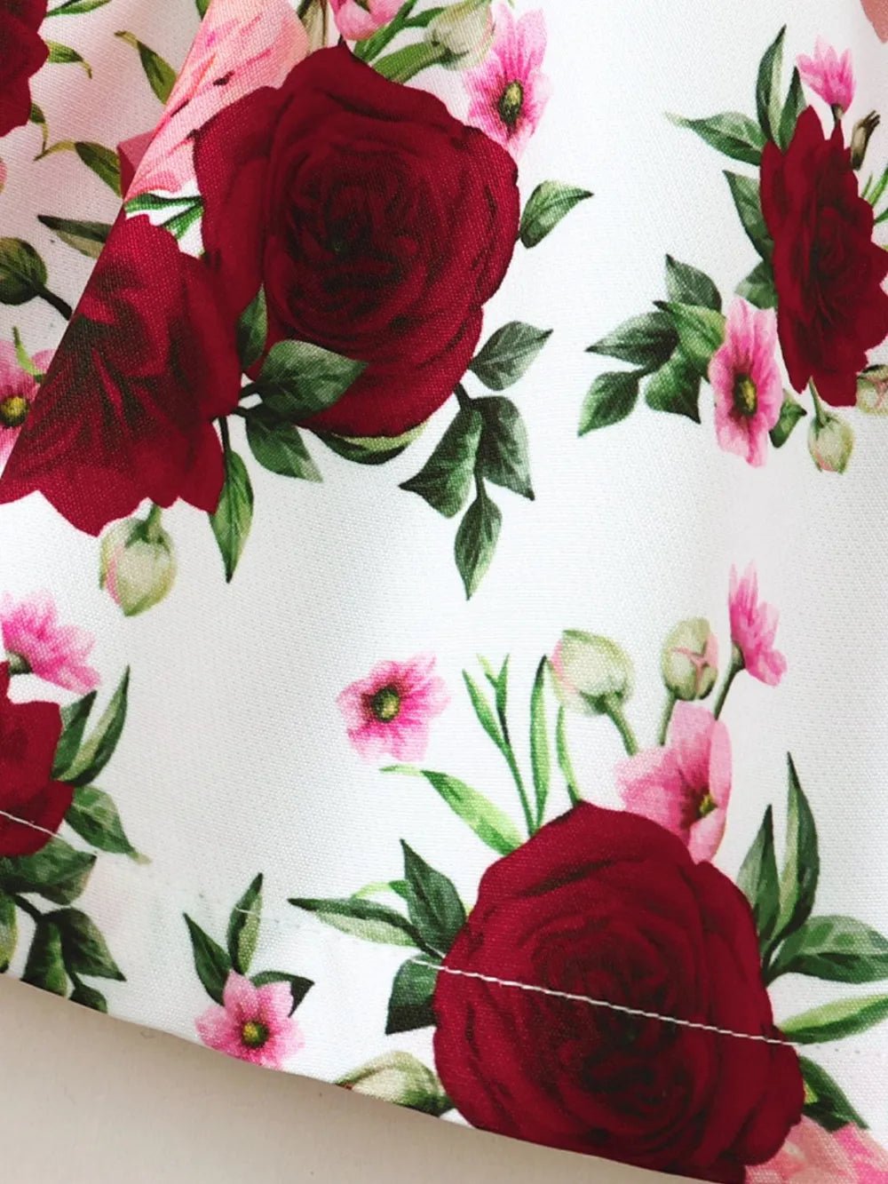 Frill Floral Round Neck Flounce Sleeve Dress - Onestop clothes shop