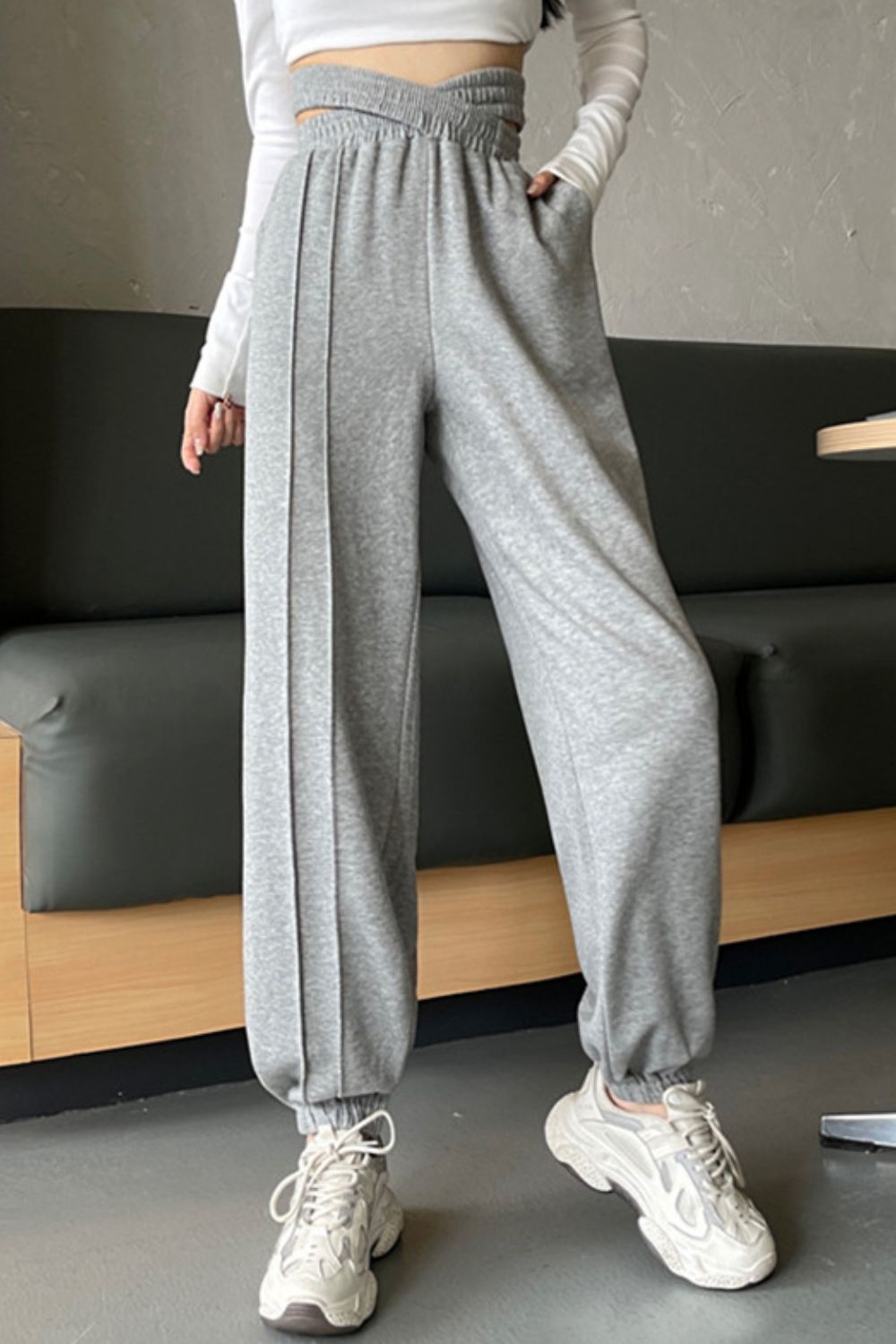 Crisscross Long Sweatpants - Onestop clothes shop