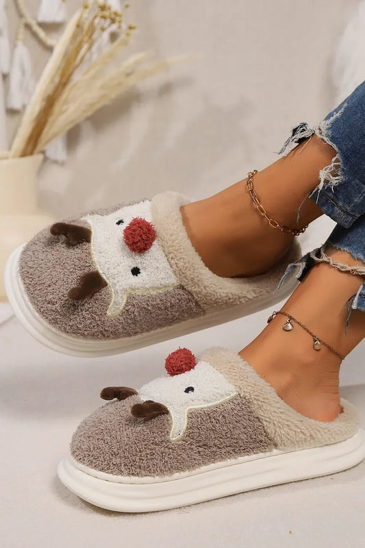 Elk Furry PVC Flat Slippers - Onestop clothes shop