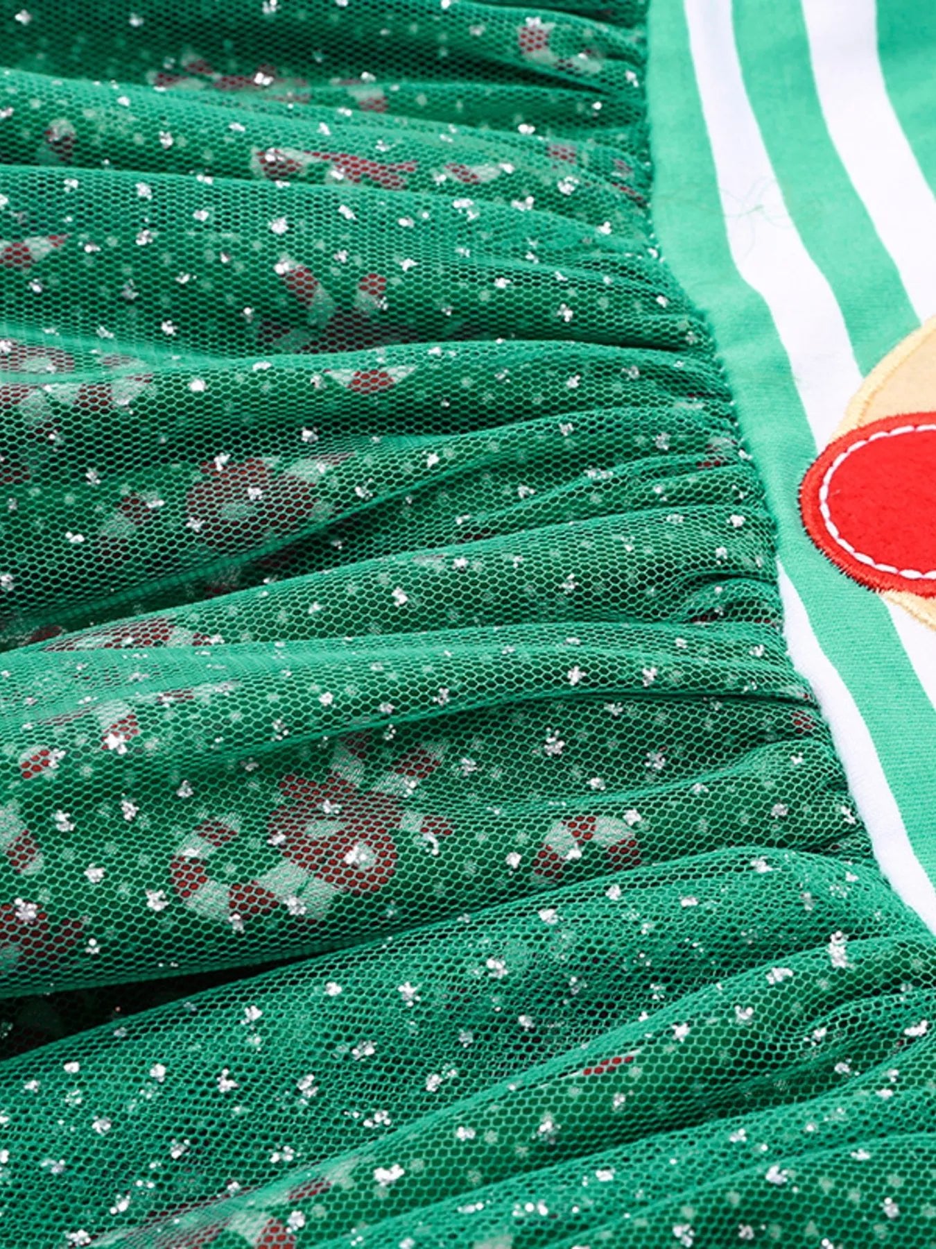 Children's Christmas Reindeer Applique Striped Long Sleeve Dress - Onestop clothes shop