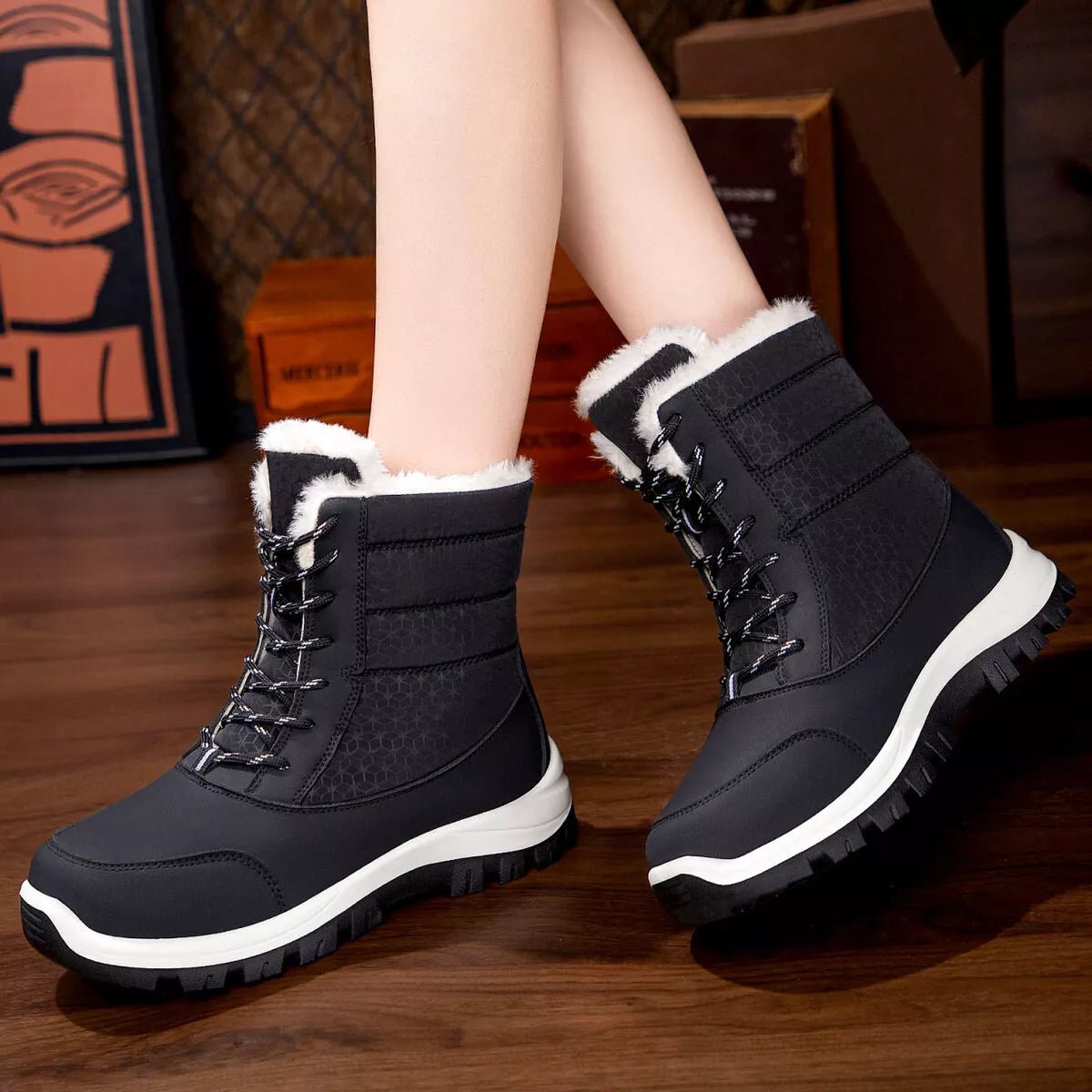 Winter Waterproof Snow Boots with Warm Fur Lining - Onestop clothes shop