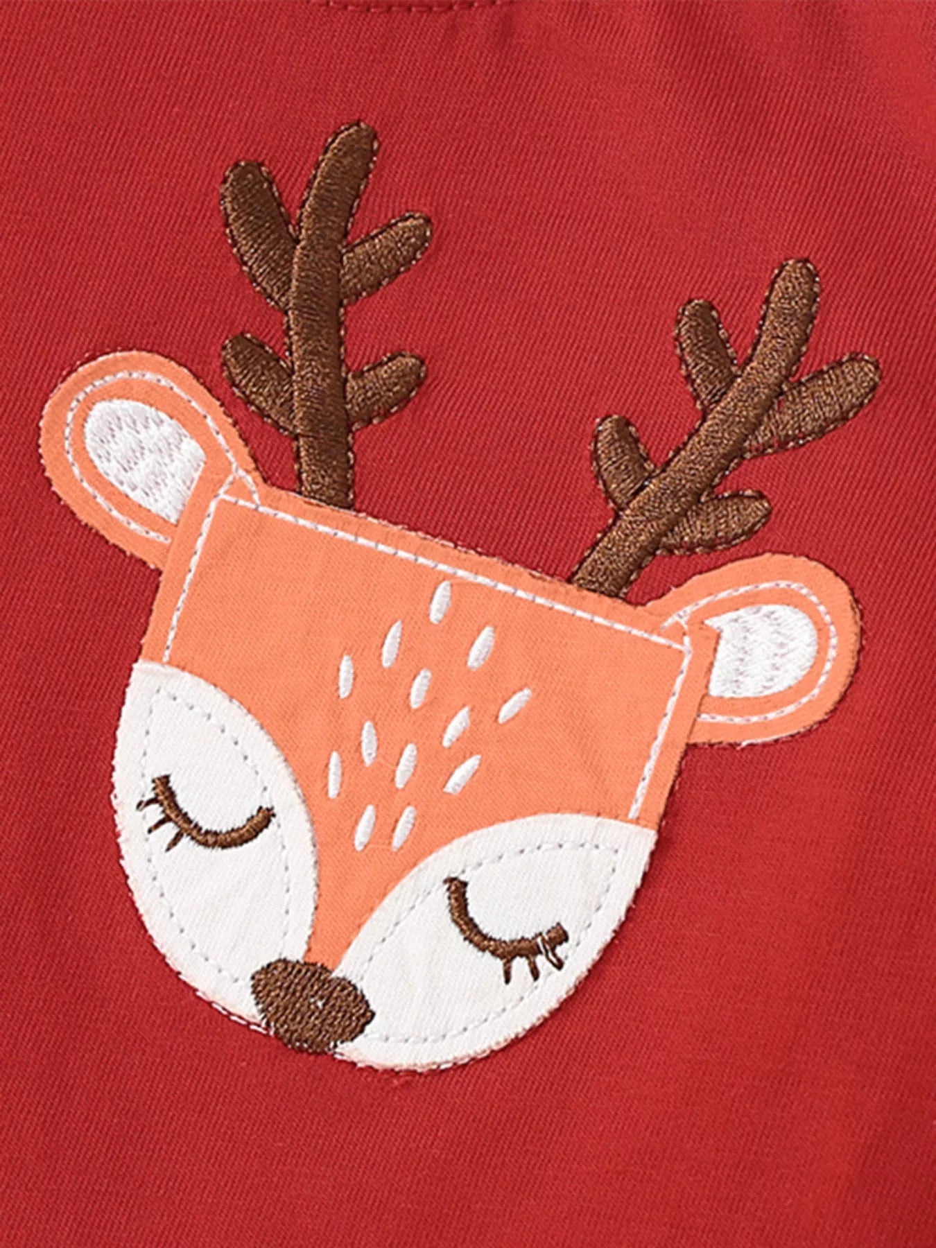 Children's Deer Applique Ruffle Trim Long Sleeve T-Shirt - Onestop clothes shop