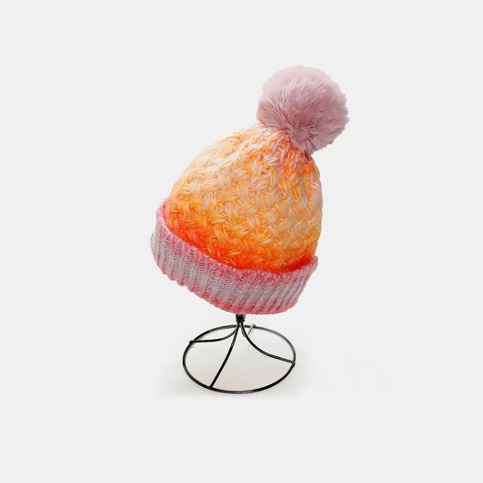 Gradient Knit Hat with Pompom - Onestop clothes shop