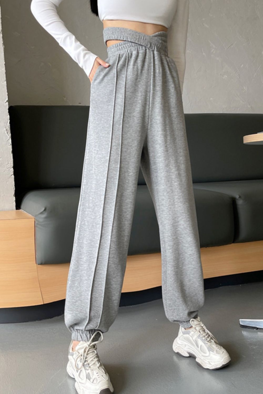 Crisscross Long Sweatpants - Onestop clothes shop