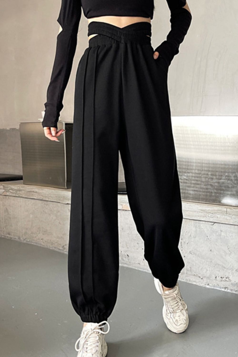 Crisscross Long Sweatpants - Onestop clothes shop